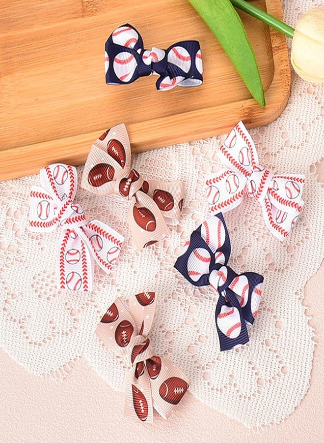 Borhmty Hair Bow Clip Set Football Gifts for Girls Daughter Baseball Gifts for Girls Women Sister Birthday Gifts Ribbon Bow Alligator Clip for Toddler Girls Hair Accessories Pack Football Baseball Bows - Image 2
